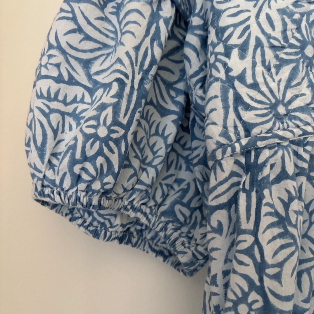 Anna Cate Blue Floral Square Neck Dress Large Coastal Boho - Picture 4 of 8